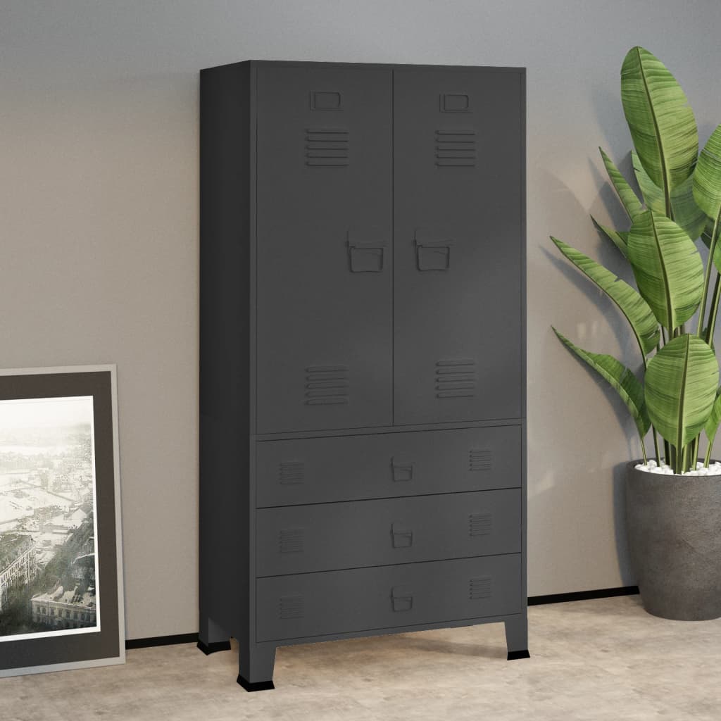 vidaXL Wardrobe Armoire Clothes Storage Organizer Bedroom Closet Rack Metal