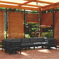 7 Piece Garden Lounge Set with Cushions - Black