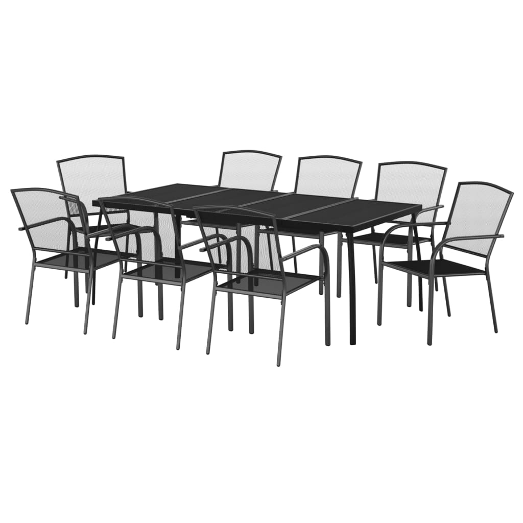 9 Piece Garden Dining Set - Anthracite Steel