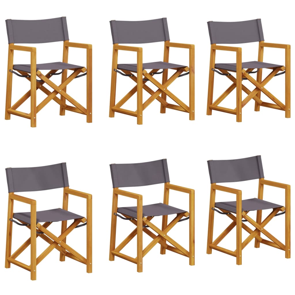 NNEVL 6 pcs Folding Garden Chairs Dark Grey Fabric