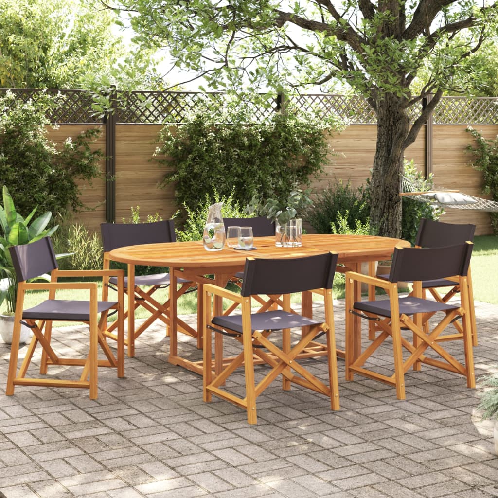 NNEVL 6 pcs Folding Garden Chairs Dark Grey Fabric