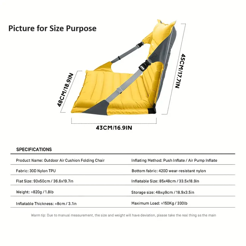 Portable Inflatable Camping Chair - Dark Gray