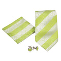 Men's Green-Silver Scattered Striped Design 4-pc Necktie Box Set