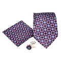 Men's Purple Squared Pattern Design 4-pc Necktie Box Set