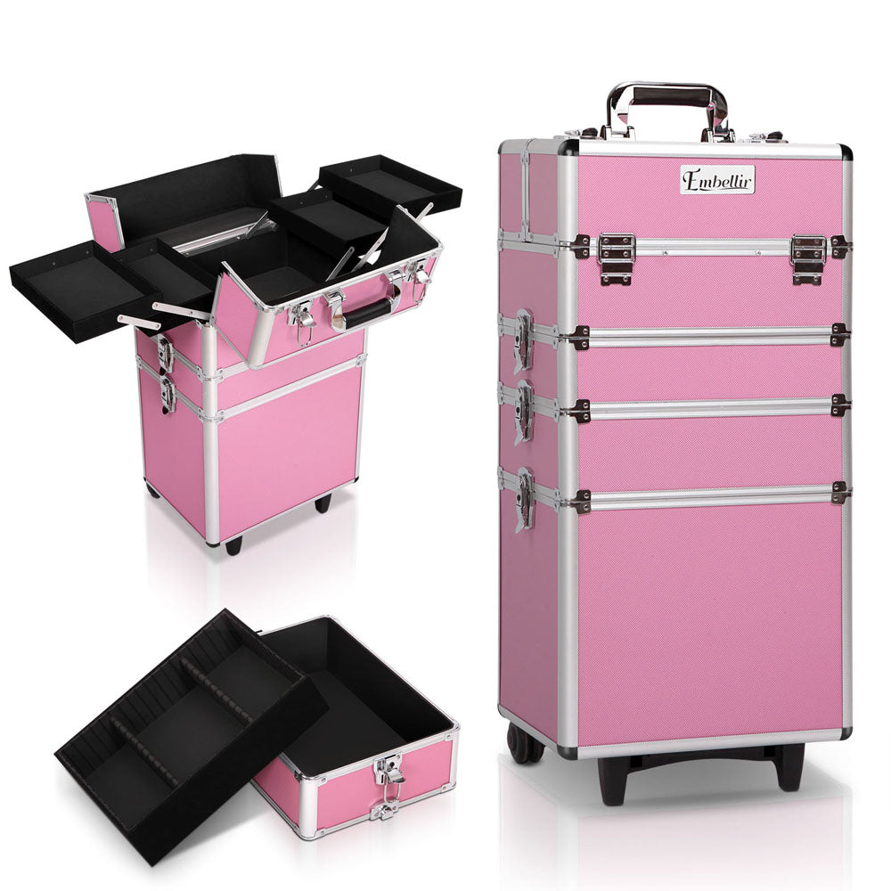 7 in 1 Cosmetic Beauty Makeup Trolley - Pink