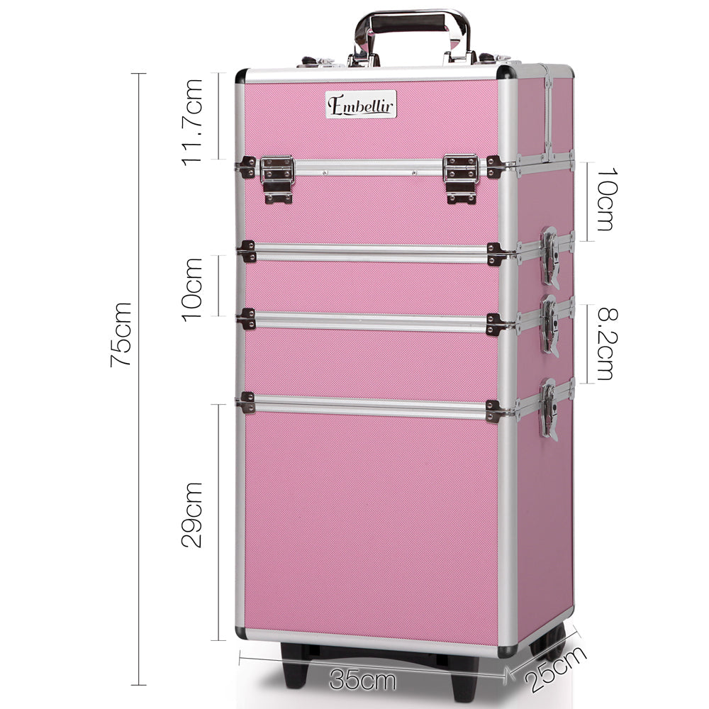 7 in 1 Cosmetic Beauty Makeup Trolley - Pink