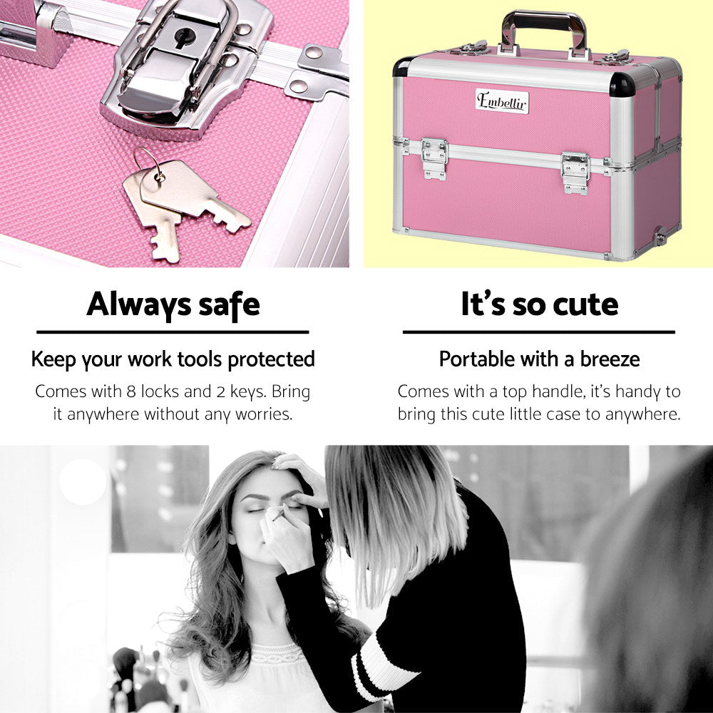 7 in 1 Cosmetic Beauty Makeup Trolley - Pink