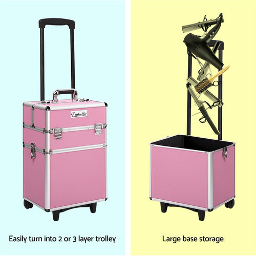 7 in 1 Cosmetic Beauty Makeup Trolley - Pink