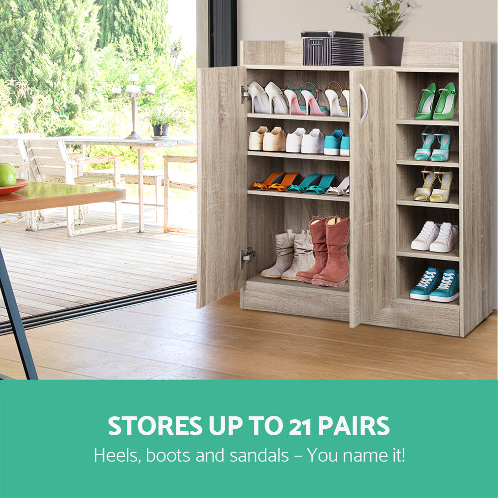 Wood Shoe Cabinet 2-Door Storage