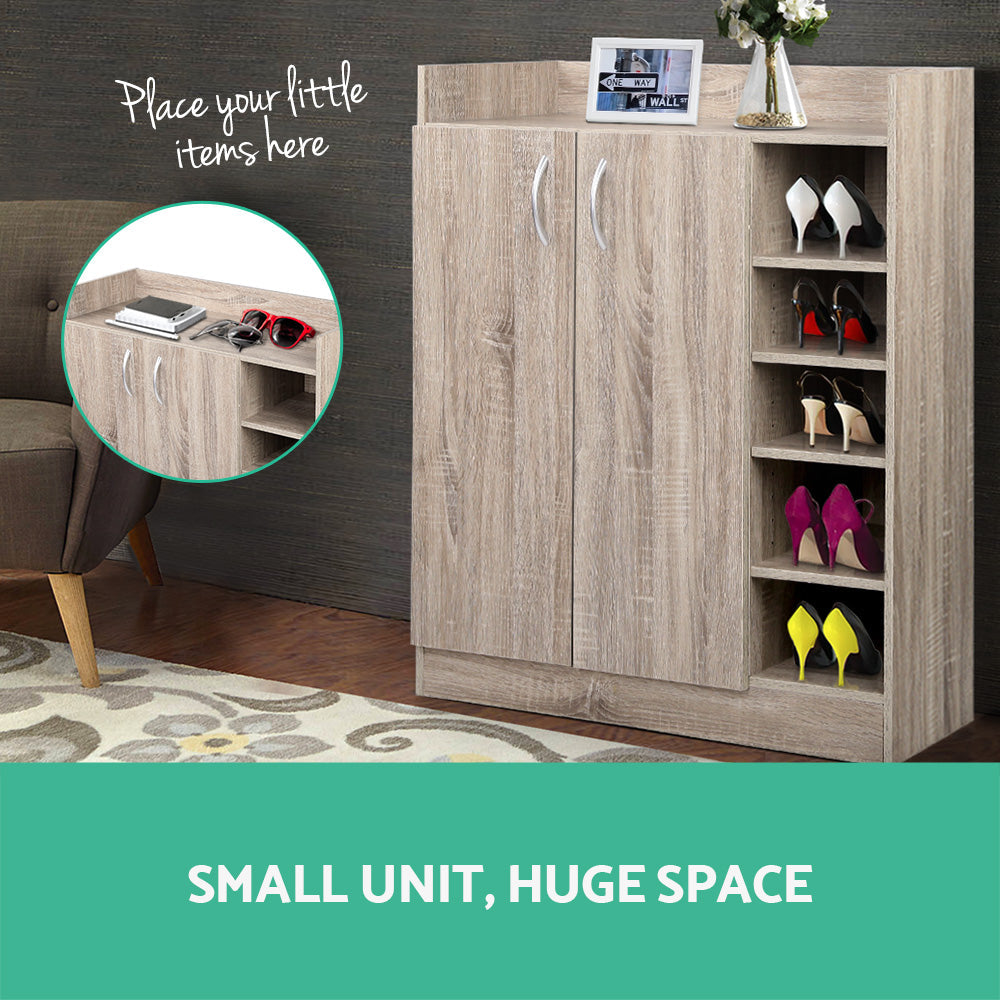 Wood Shoe Cabinet 2-Door Storage