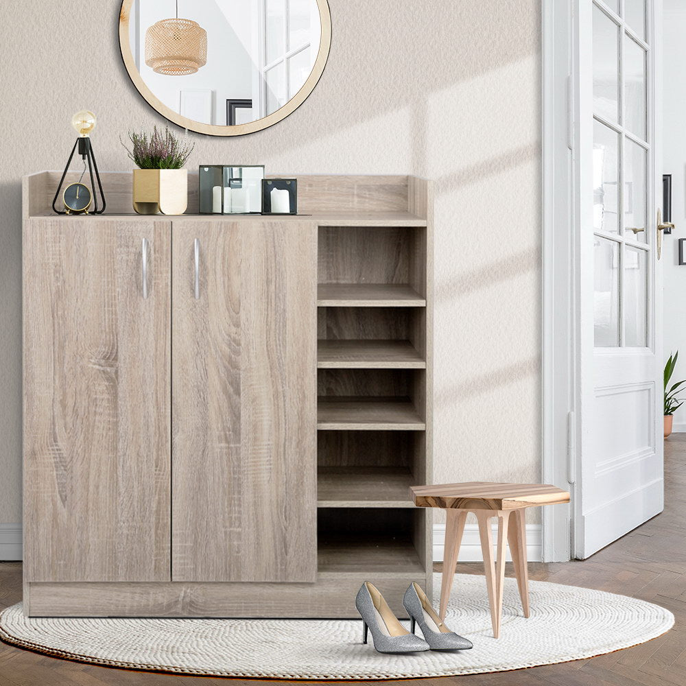 Wood Shoe Cabinet 2-Door Storage
