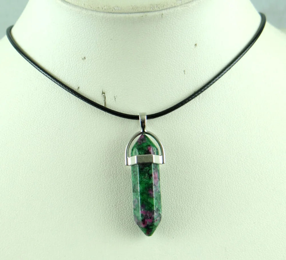 Natural stone Quartz crystal Turquoise tiger eye aventurine Hexagonal column pendulum Pendant for diy Jewelry making necklace