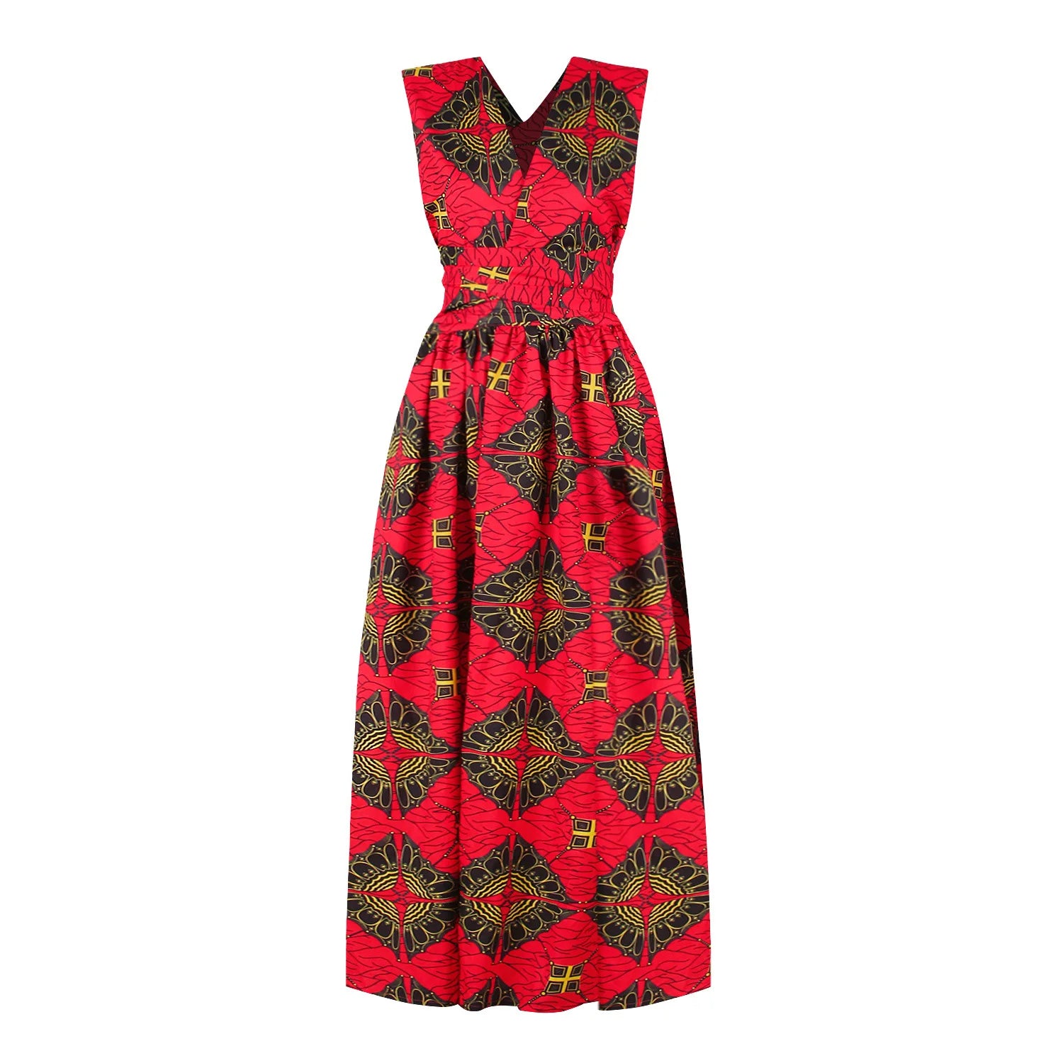 Women Sexy Sleeveless Dress 2024 New Fashion Off Back National Print Lady Party Dress Vintage Casual African Long Dress Vestido