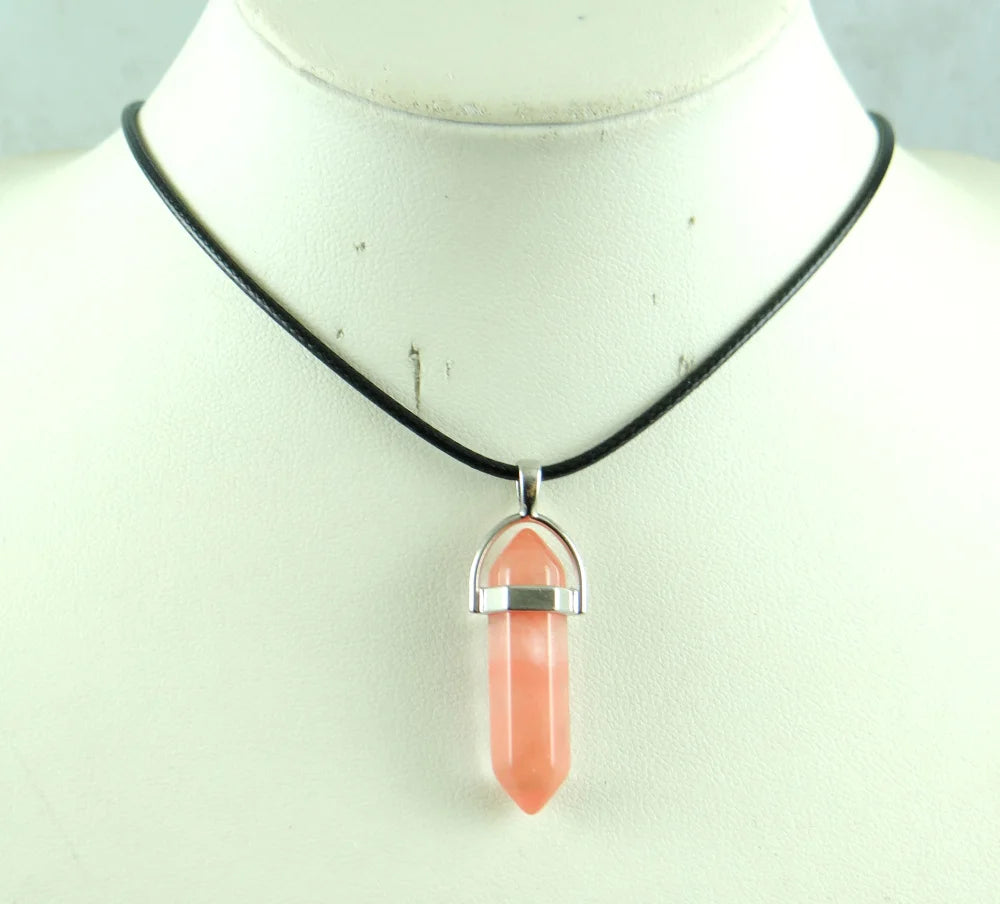 Natural stone Quartz crystal Turquoise tiger eye aventurine Hexagonal column pendulum Pendant for diy Jewelry making necklace
