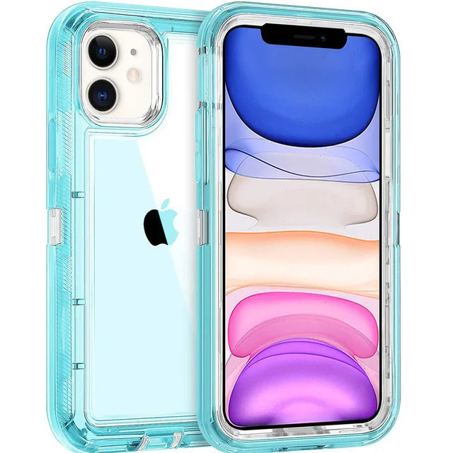 For iPhone 15 12 11 13 14 16Pro Max SE XR XS XSMAX X 6 7 8 Plus Clear Transparent Shockproof Armor Glossy Plain Case Phone Cover