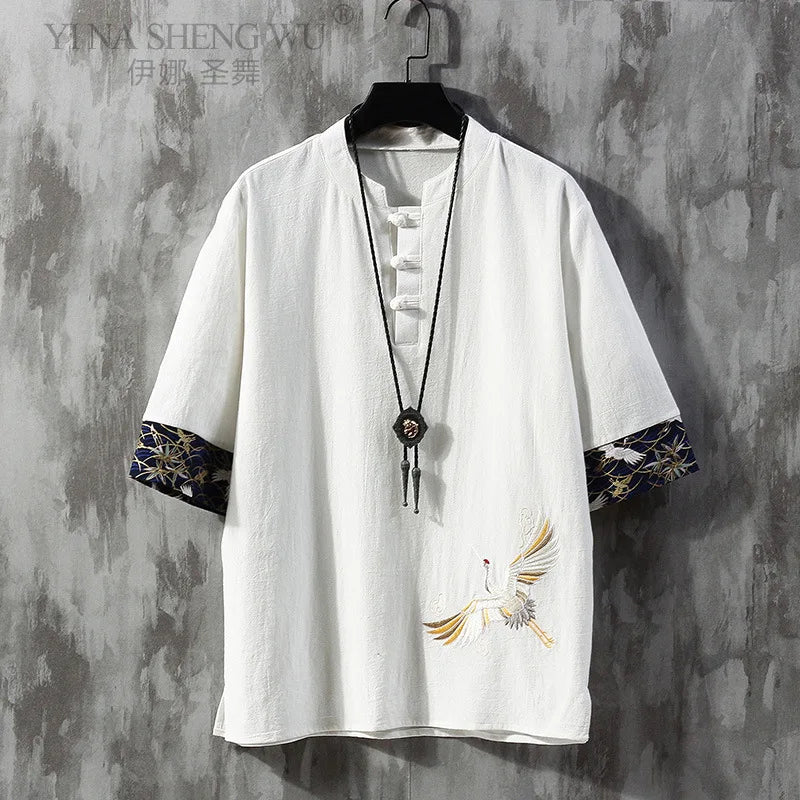 Chinese Style Linen T-shirt Tang Shirt Kimono