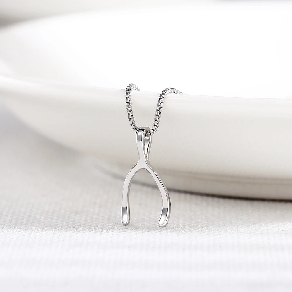 CAOSHI Exquisite Women's Wishbone Pendant Necklace Silver Color Engagement Party Jewelry Sweet Temperament Gifts Hot Selling