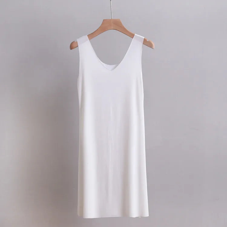 5XL Plus Size Nightgowns Women Sexy Sleep Ice Silk Nightdress Slim Seamless Vest Mini Dress Female Nightshirt Bottoming Shirt