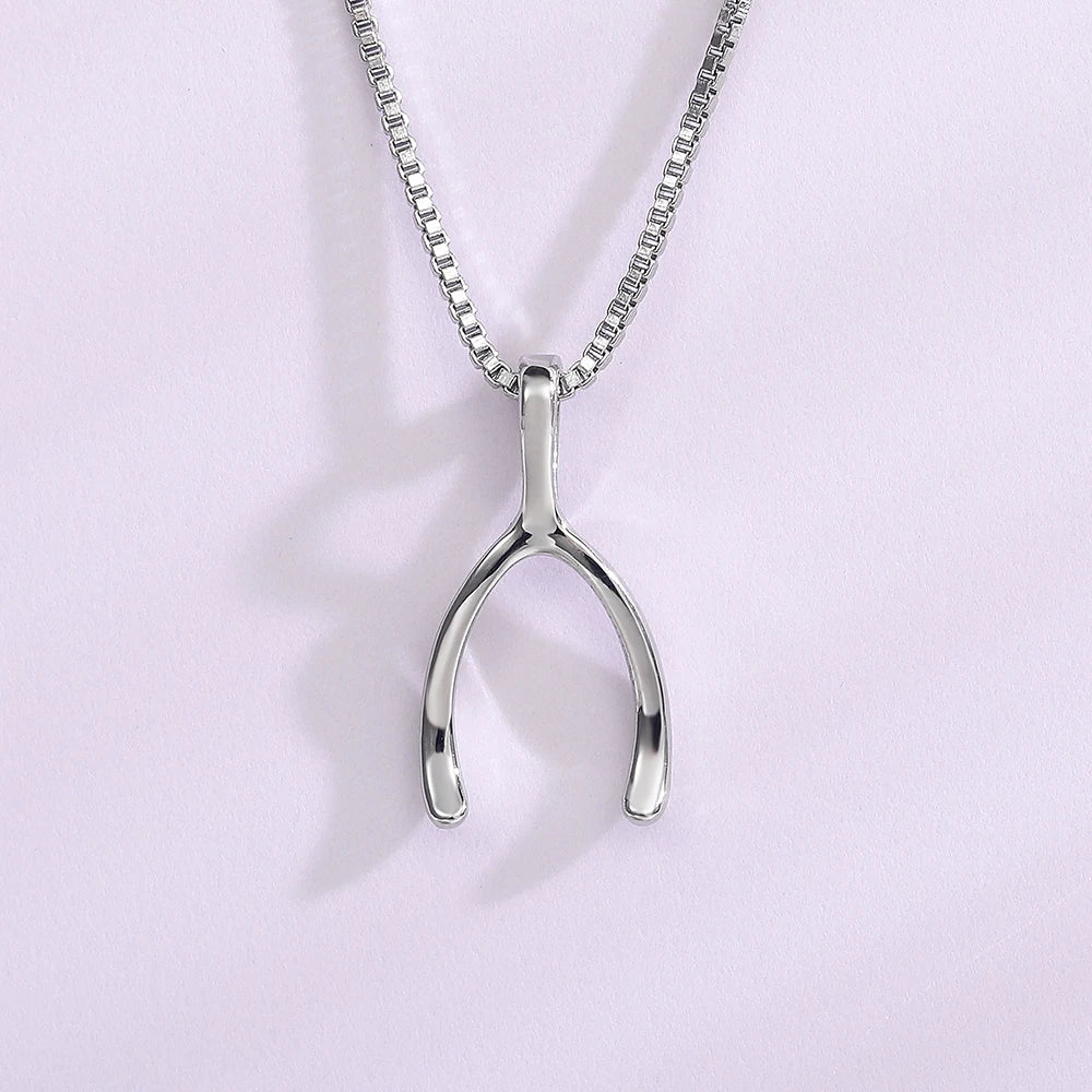 CAOSHI Exquisite Women's Wishbone Pendant Necklace Silver Color Engagement Party Jewelry Sweet Temperament Gifts Hot Selling