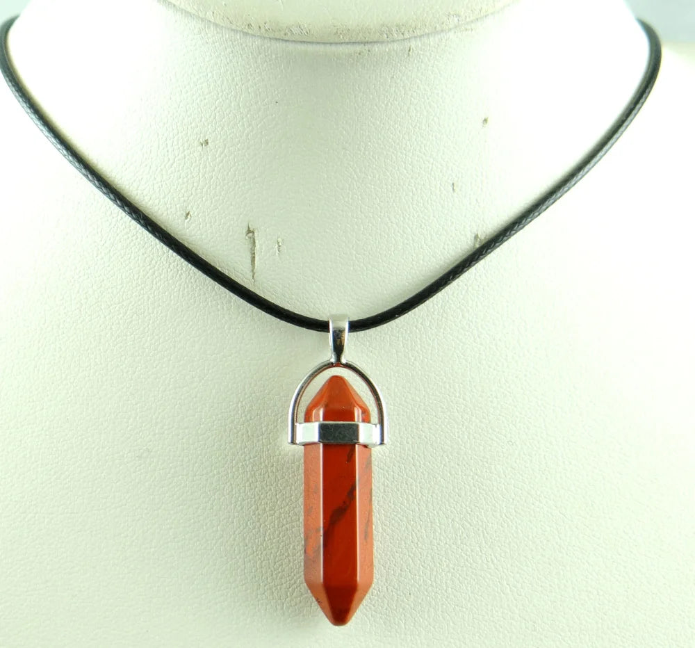 Natural stone Quartz crystal Turquoise tiger eye aventurine Hexagonal column pendulum Pendant for diy Jewelry making necklace