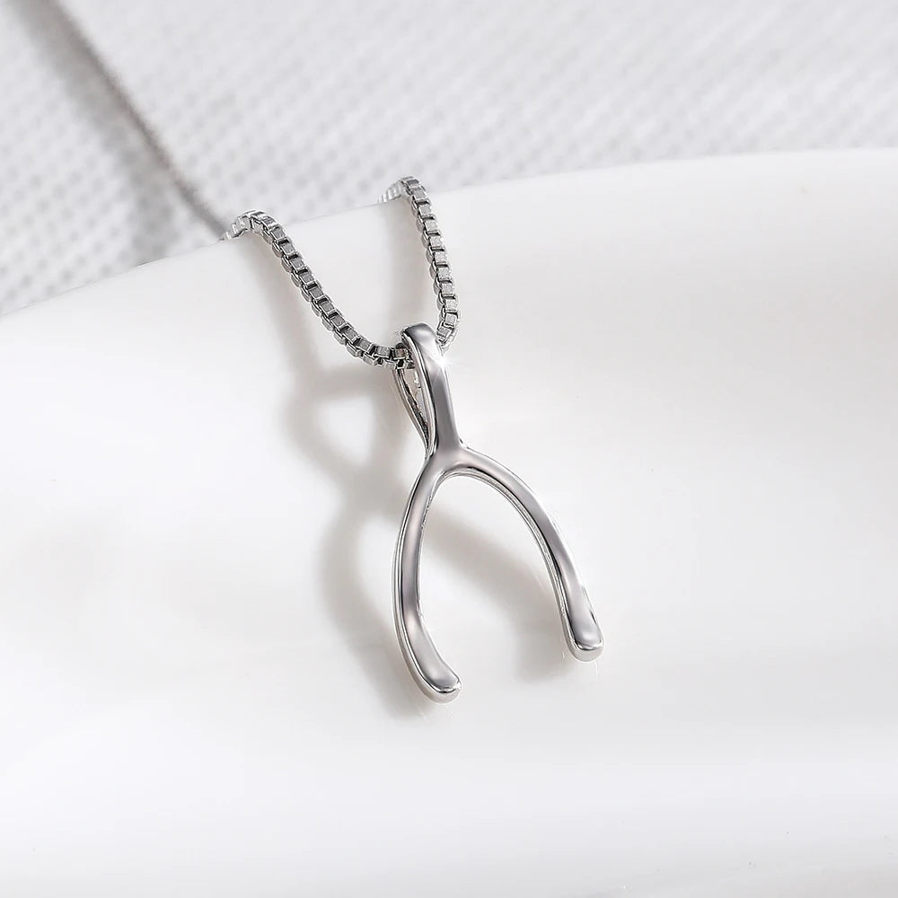 CAOSHI Exquisite Women's Wishbone Pendant Necklace Silver Color Engagement Party Jewelry Sweet Temperament Gifts Hot Selling