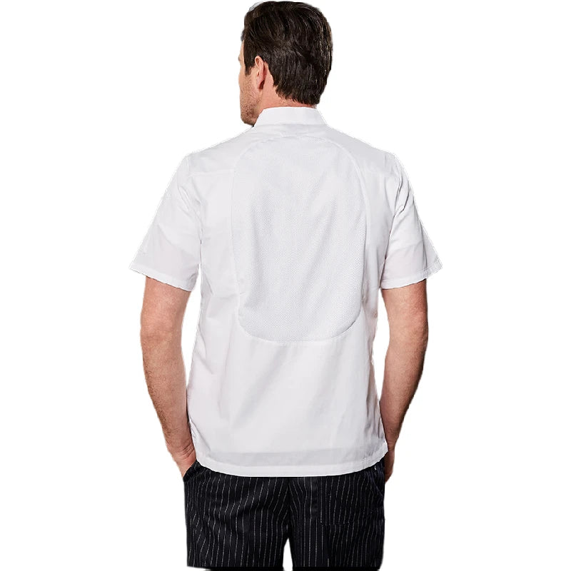 Summer chef costume men's kitchen jacket white shirt catering Uniform Barber Shop Workwear bakery Overalls