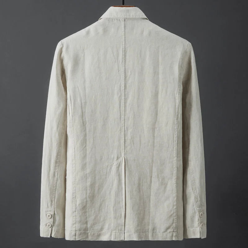 White Cotton Linen Suit Coat Men's Spring Summer Pure Color Slim Casual Business Thin Mens Blazer Jacket Comfortable Breathable