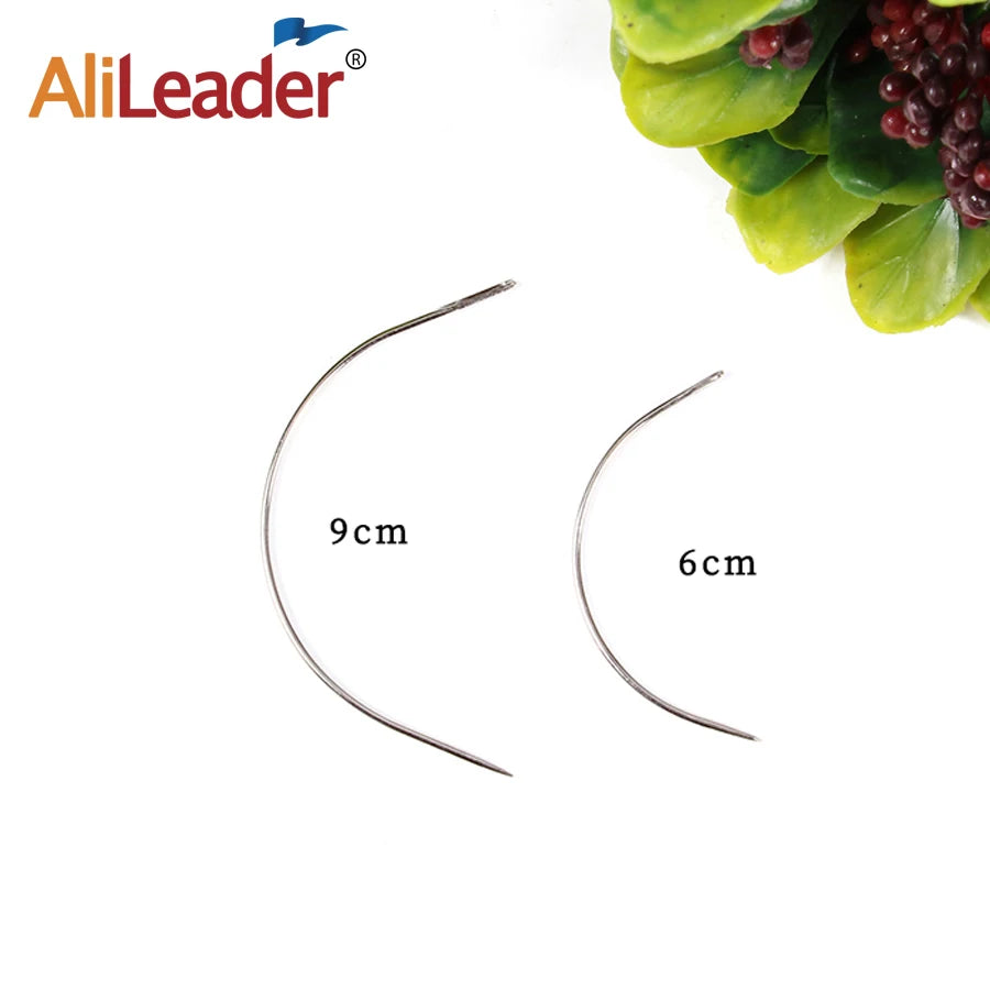 Alileader Wholesale Curved Needle For Hair Weaving Cap Wigs Needles For Hair Extension 12Pcs/Pack 6Cm/9Cm C-Type Needles Tools