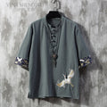 Chinese Style Linen T-shirt Tang Shirt Kimono