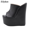 Eilyken 2025 New Fashion Peep Toe Platform Wedge Woman Slippers Summer Shoes Designer Super High Heels Sandals Size 35-42