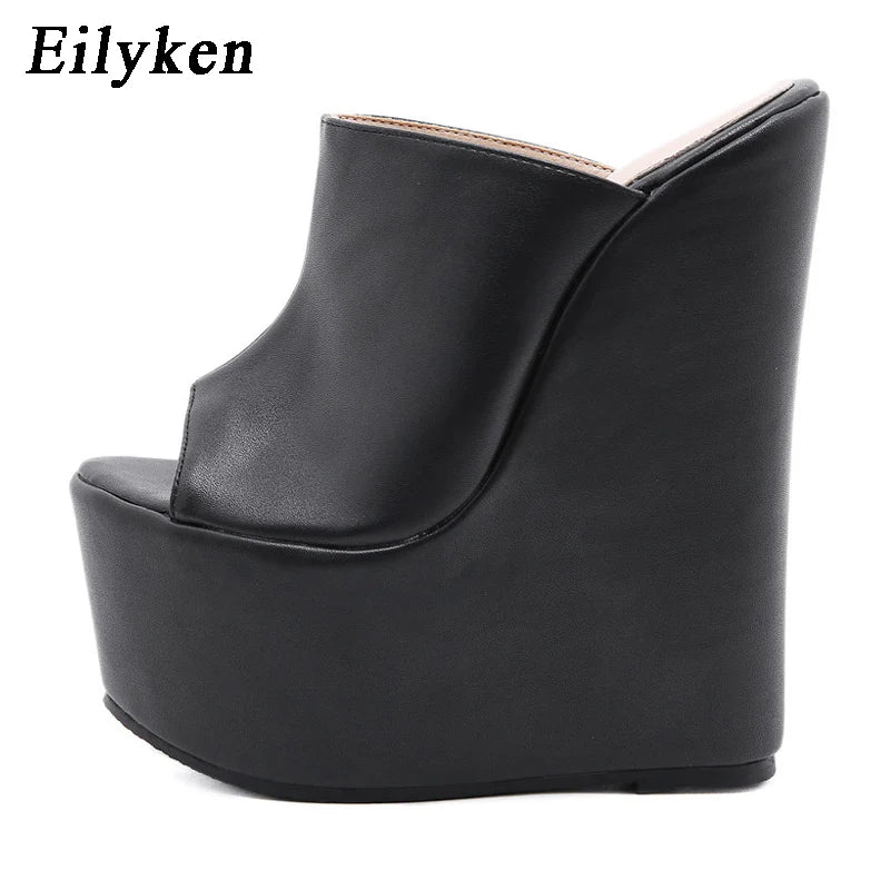 Eilyken 2025 New Fashion Peep Toe Platform Wedge Woman Slippers Summer Shoes Designer Super High Heels Sandals Size 35-42