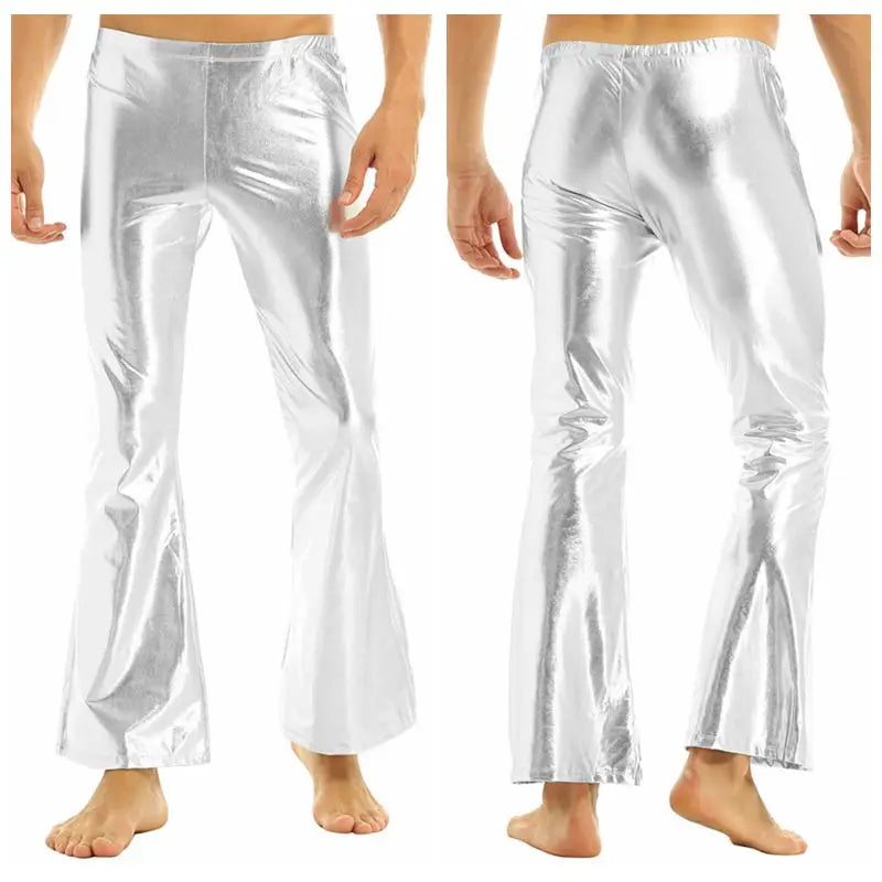 Men's Metallic Disco Pants Bell Bottom Flared