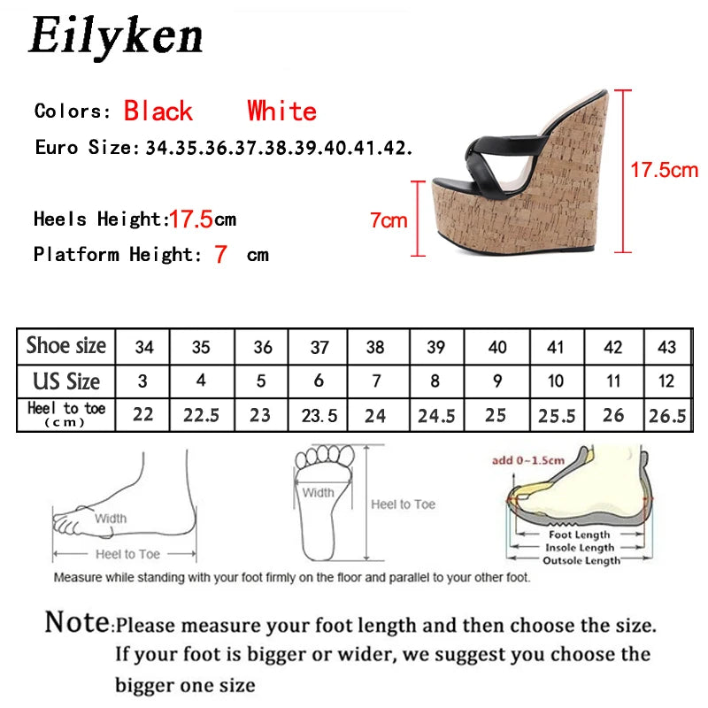 Eilyken Super High Heels Women Wedge Slippers Fashion Gladiator Roman Open Toe Platform Sandals Summer Female Party Shoes