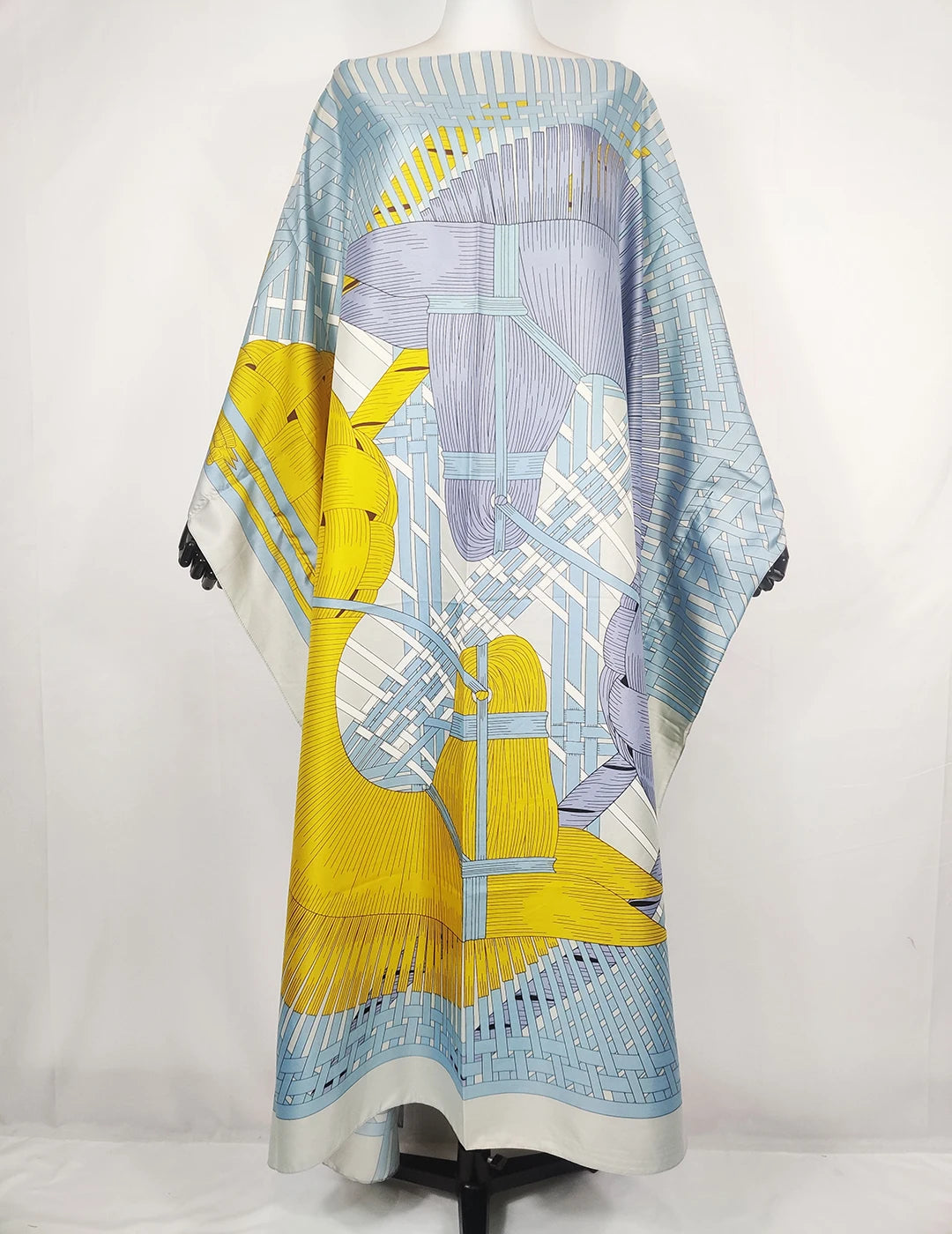 African Dresses For Women Oversize Traditional Muslim Twill Silk Abaya Kaftan Dress Bohemian Summer Printed Beach BouBou Clothes
