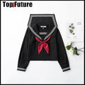 Basic JK uniform dress orthodox black Guanxi Lapel improved white three sailor suit Japanese summer student TOP SHIRT