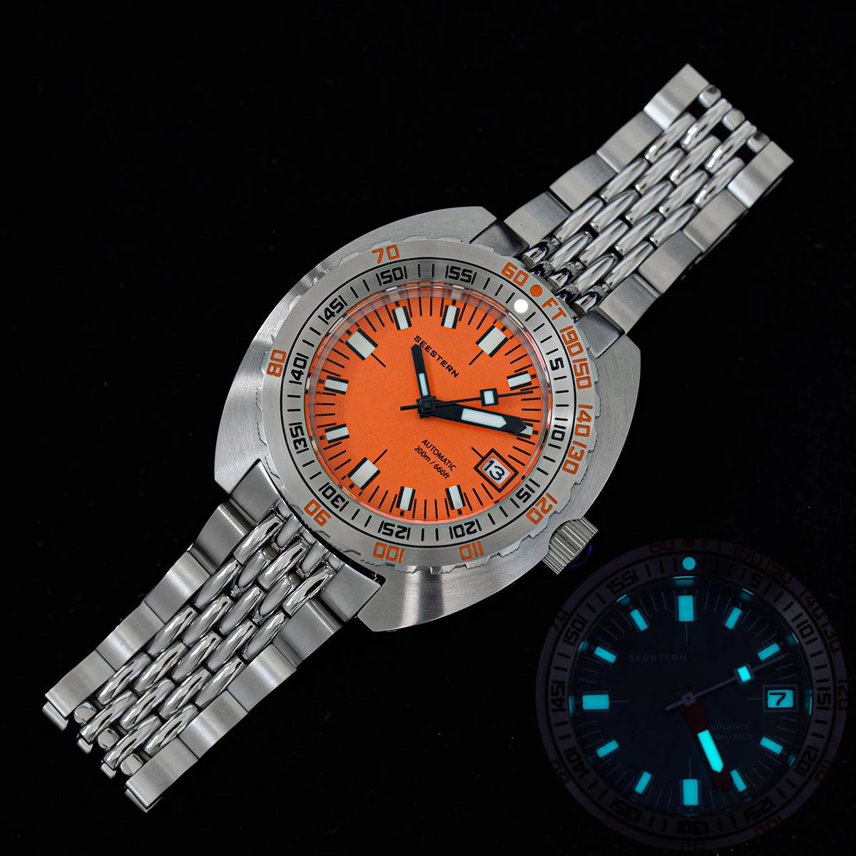 Top Brand Diver Watch Men SUB300T Automatic Mechanical Sapphire Glass Luminous Date 200m Turn Bracelet Seestern Wristwatch Retro