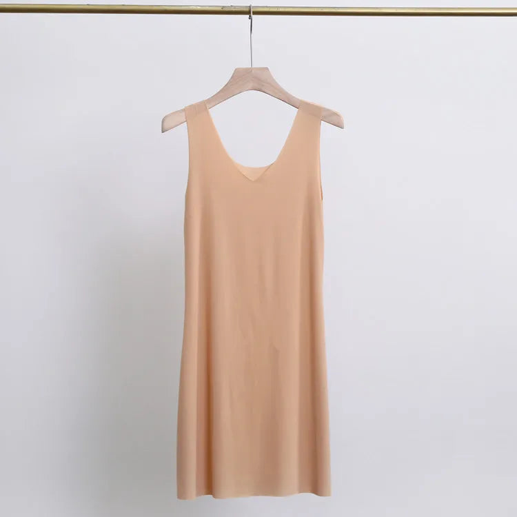5XL Plus Size Nightgowns Women Sexy Sleep Ice Silk Nightdress Slim Seamless Vest Mini Dress Female Nightshirt Bottoming Shirt