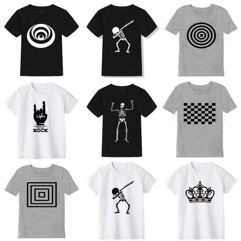 Children's Cotton Skull Print T-shirt 2-10Y