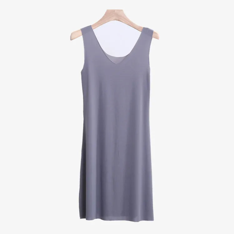 5XL Plus Size Nightgowns Women Sexy Sleep Ice Silk Nightdress Slim Seamless Vest Mini Dress Female Nightshirt Bottoming Shirt