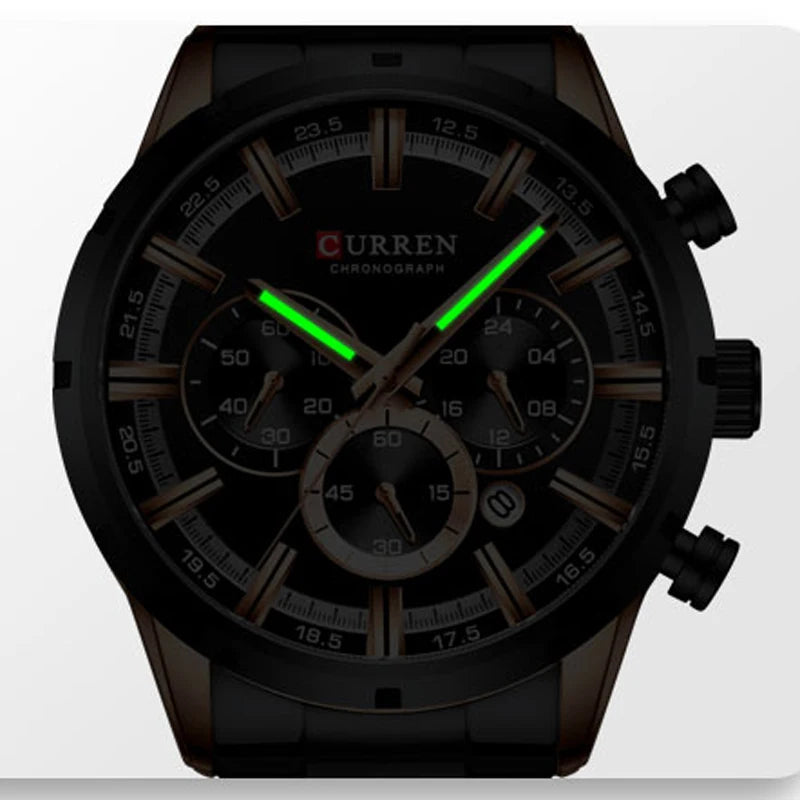 CURREN Luxury Fashion Quartz Watches Classic Silver and black Clock Male Watch Men's Wristwatch with Calendar Chronograph
