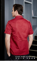 Summer chef costume men's kitchen jacket white shirt catering Uniform Barber Shop Workwear bakery Overalls