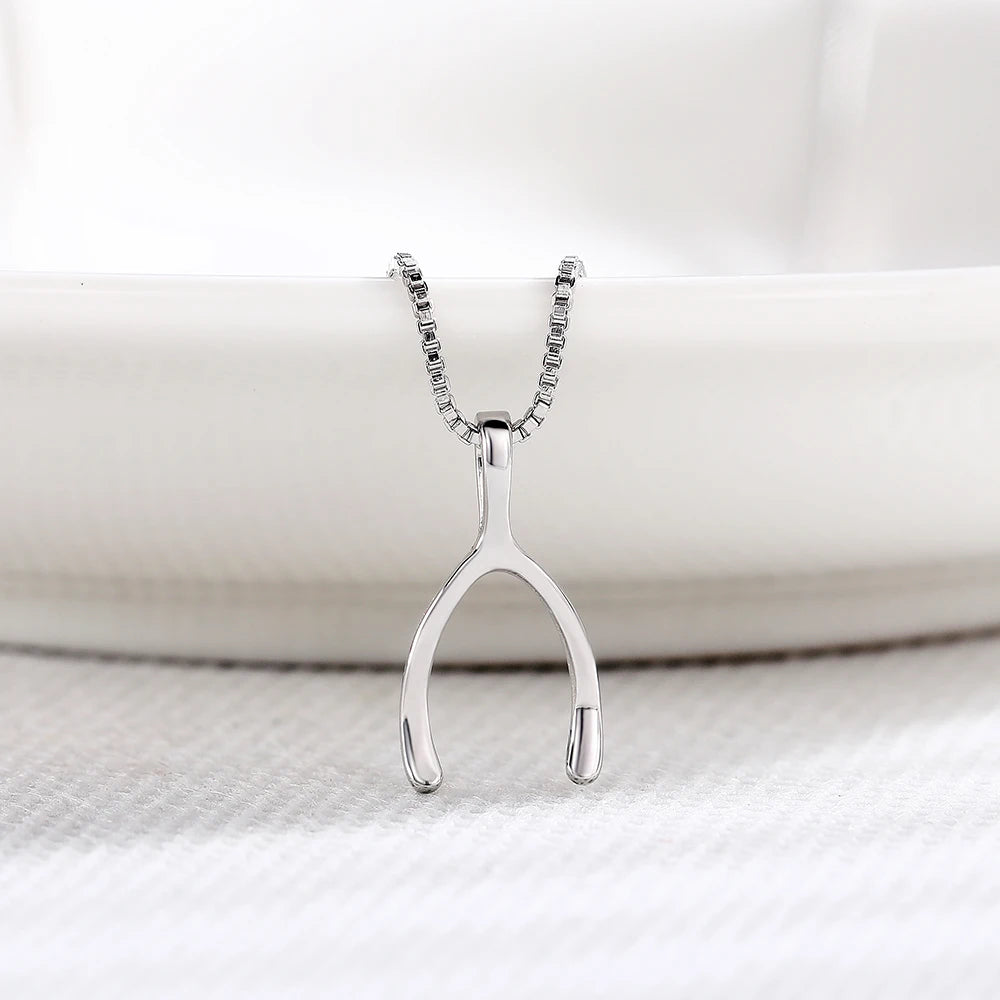 CAOSHI Exquisite Women's Wishbone Pendant Necklace Silver Color Engagement Party Jewelry Sweet Temperament Gifts Hot Selling