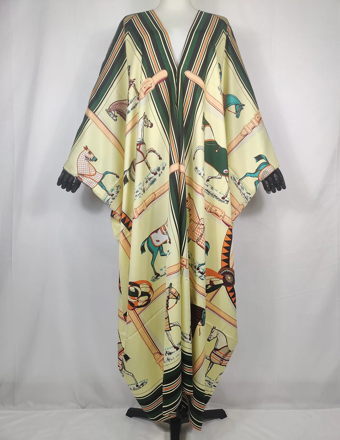 African fashion Designer Twill Silk Animal Printed Swimwear Kaftan Dress Oversized Europe Blogger Streetwear Muslim Lady Abaya