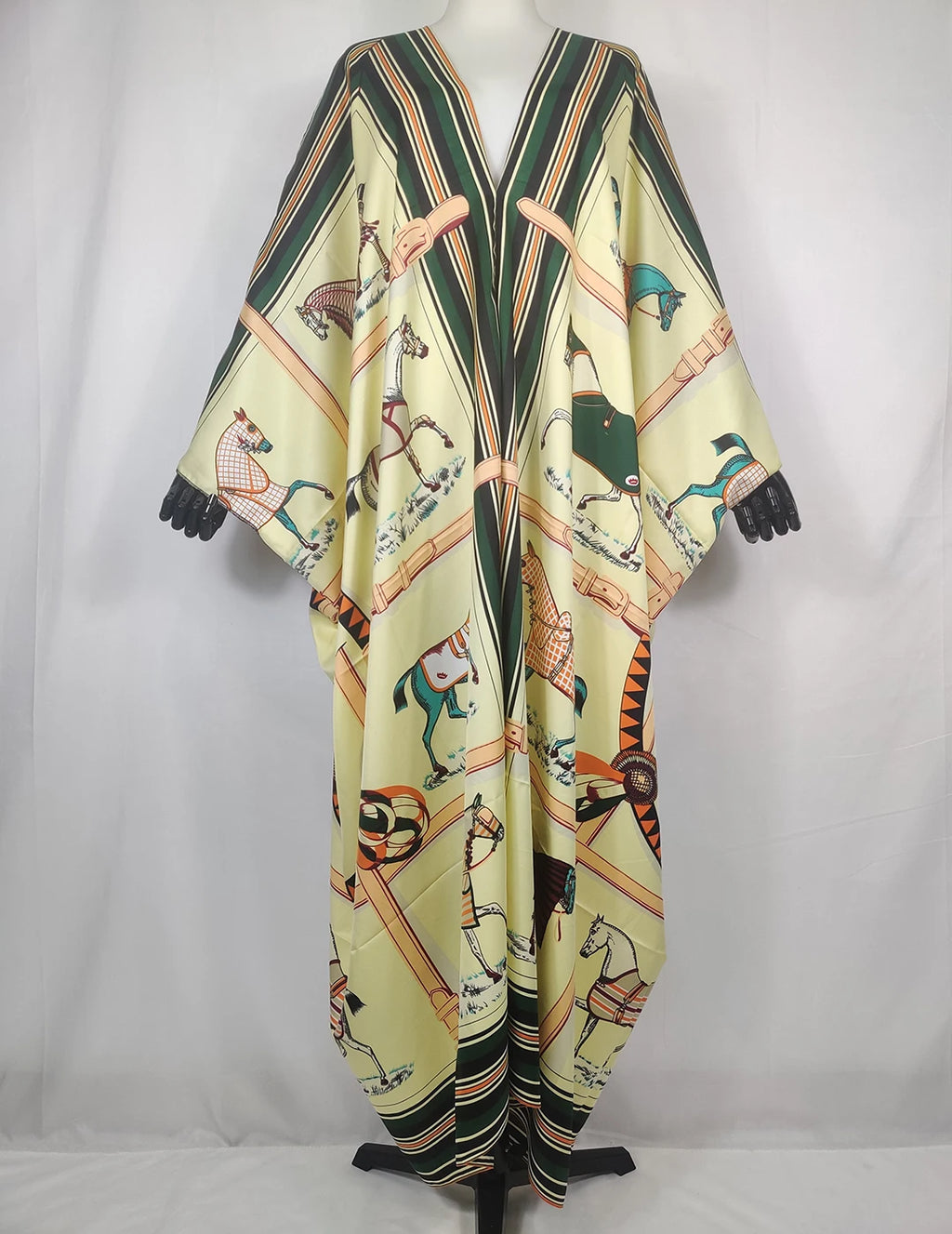 African fashion Designer Twill Silk Animal Printed Swimwear Kaftan Dress Oversized Europe Blogger Streetwear Muslim Lady Abaya