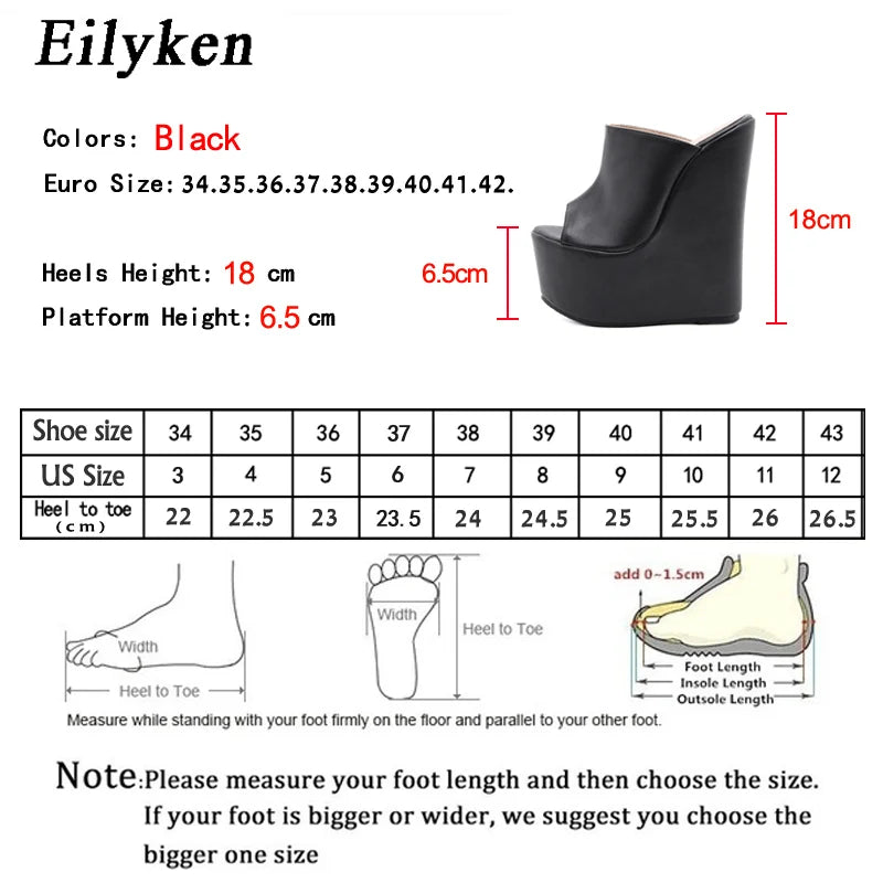 Eilyken 2025 New Fashion Peep Toe Platform Wedge Woman Slippers Summer Shoes Designer Super High Heels Sandals Size 35-42