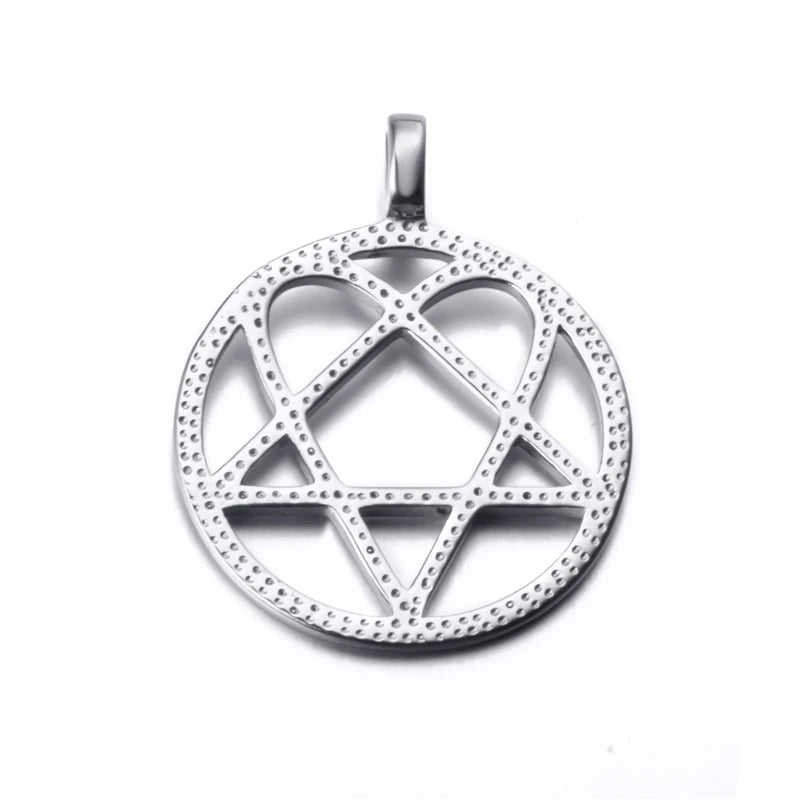 Heartagram Star Heart Him Mens Womens Stainless Steel Pendant Necklace Vintage jewelry