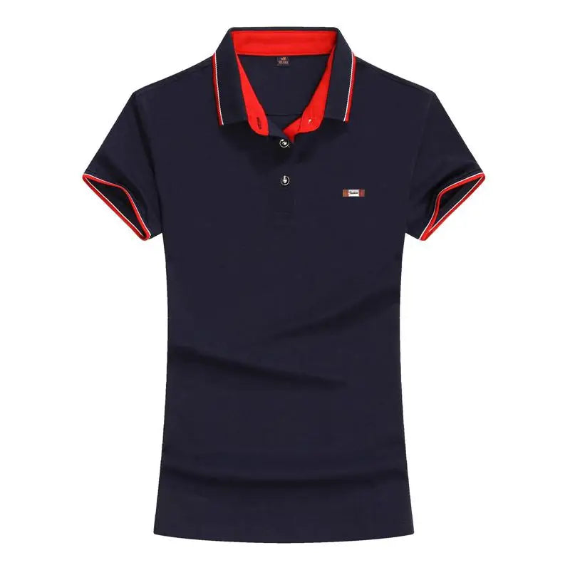 Fashion 2022 Summer Womens Short Sleeve polo Shirt Casual Fit Slim Polos Femmes Solid Color T-Shirt Lady Sports Tops