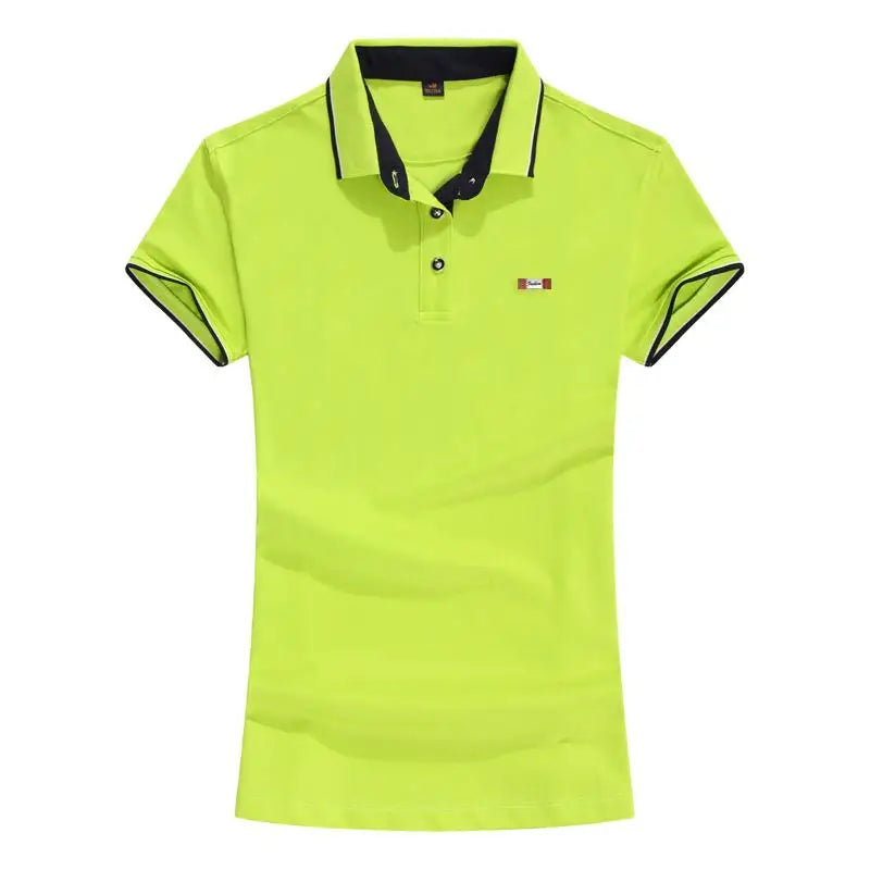 Fashion 2022 Summer Womens Short Sleeve polo Shirt Casual Fit Slim Polos Femmes Solid Color T-Shirt Lady Sports Tops