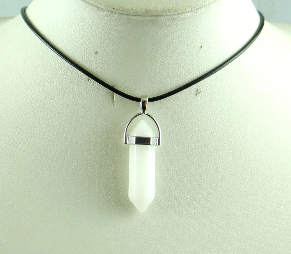 Natural stone Quartz crystal Turquoise tiger eye aventurine Hexagonal column pendulum Pendant for diy Jewelry making necklace