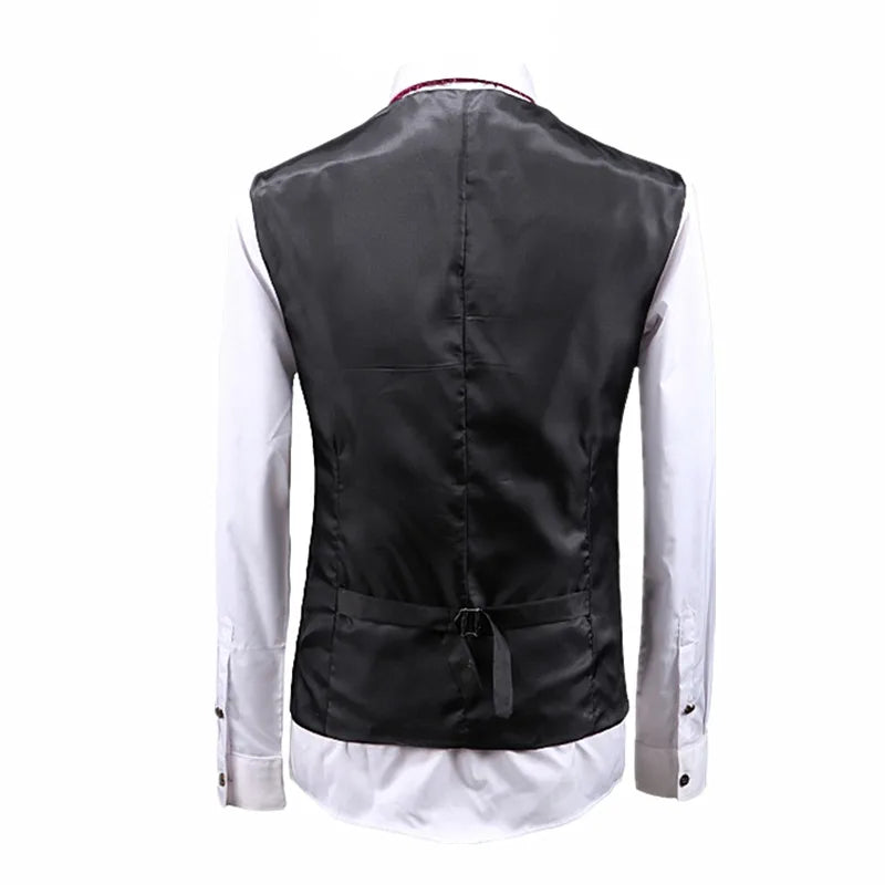 Gold Steampunk Sleeveless Vest Coat Men's, Single Breasted V Neck Waistcoat,Gold Silver Red Business Wedding Party Man Vests 5xl